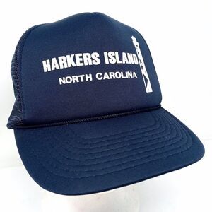 Vintage Harkers Island NC Trucker Hat Mesh Snapback Cap Lighthouse